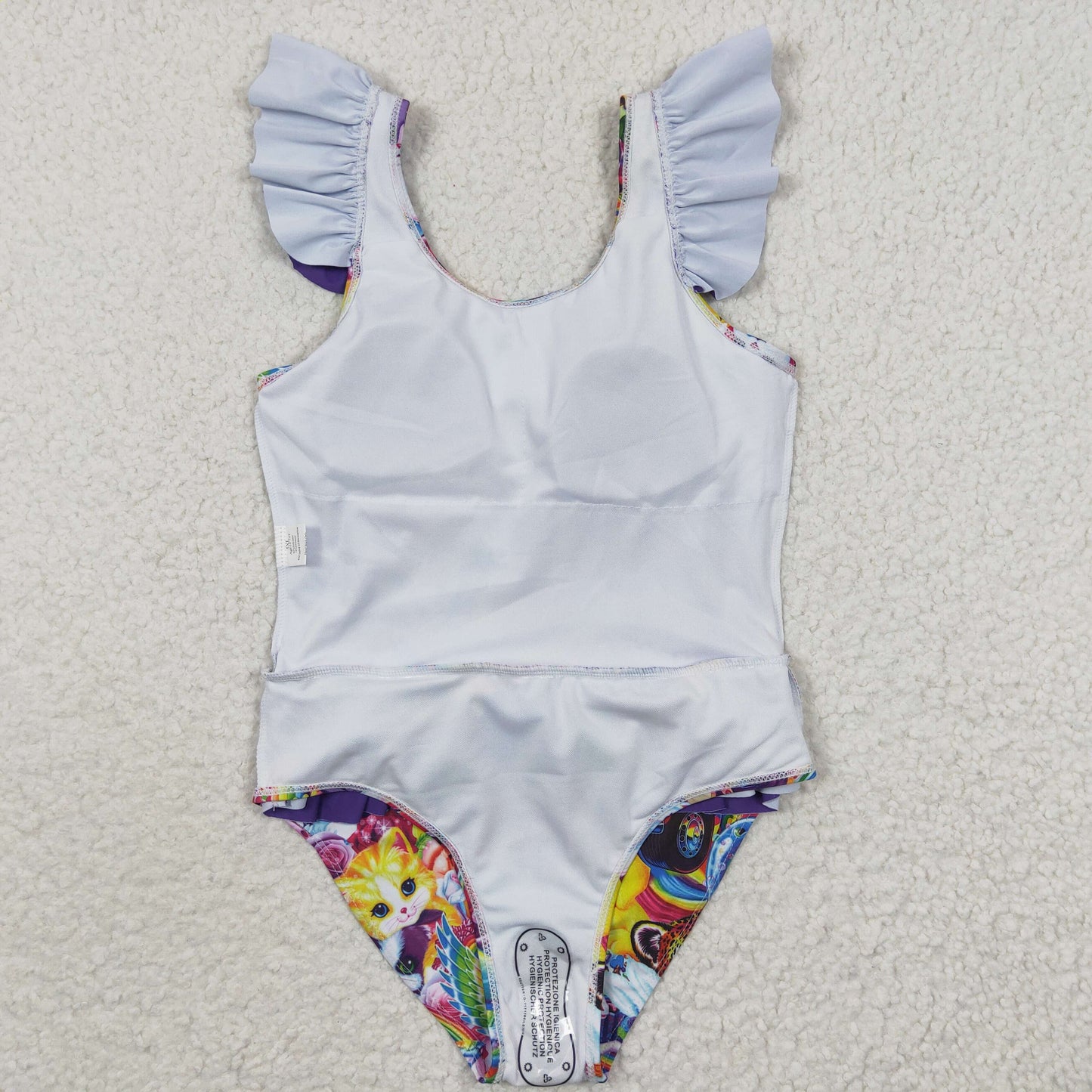 S0041 Girls Cute Cartoon Purple Swimsuit