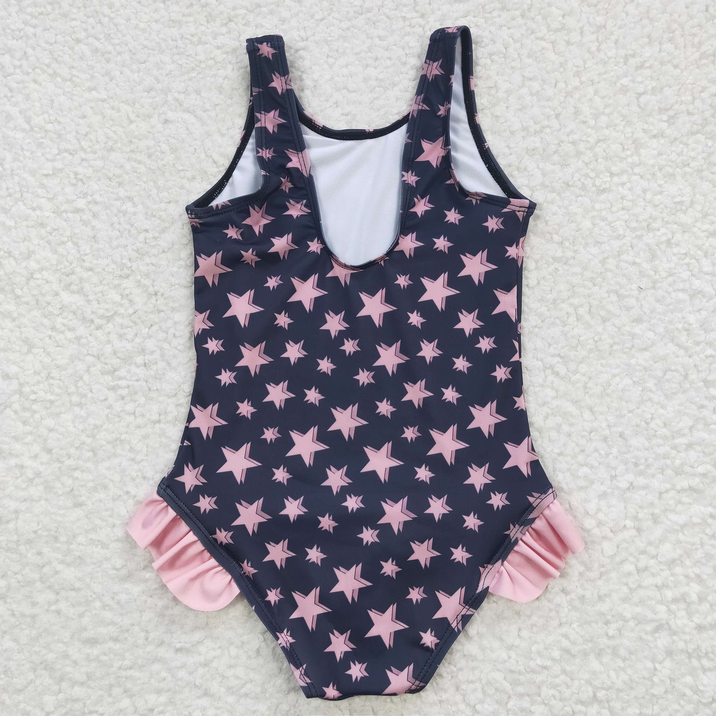 Girls Summer Pink Stars Swimsuit