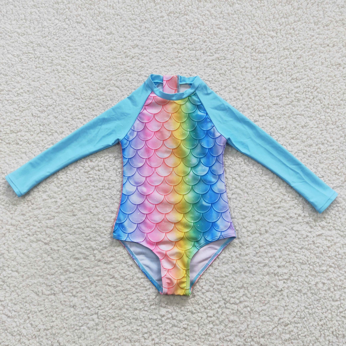 S0075 Girls Colorful Scale One-piece Swimsuit