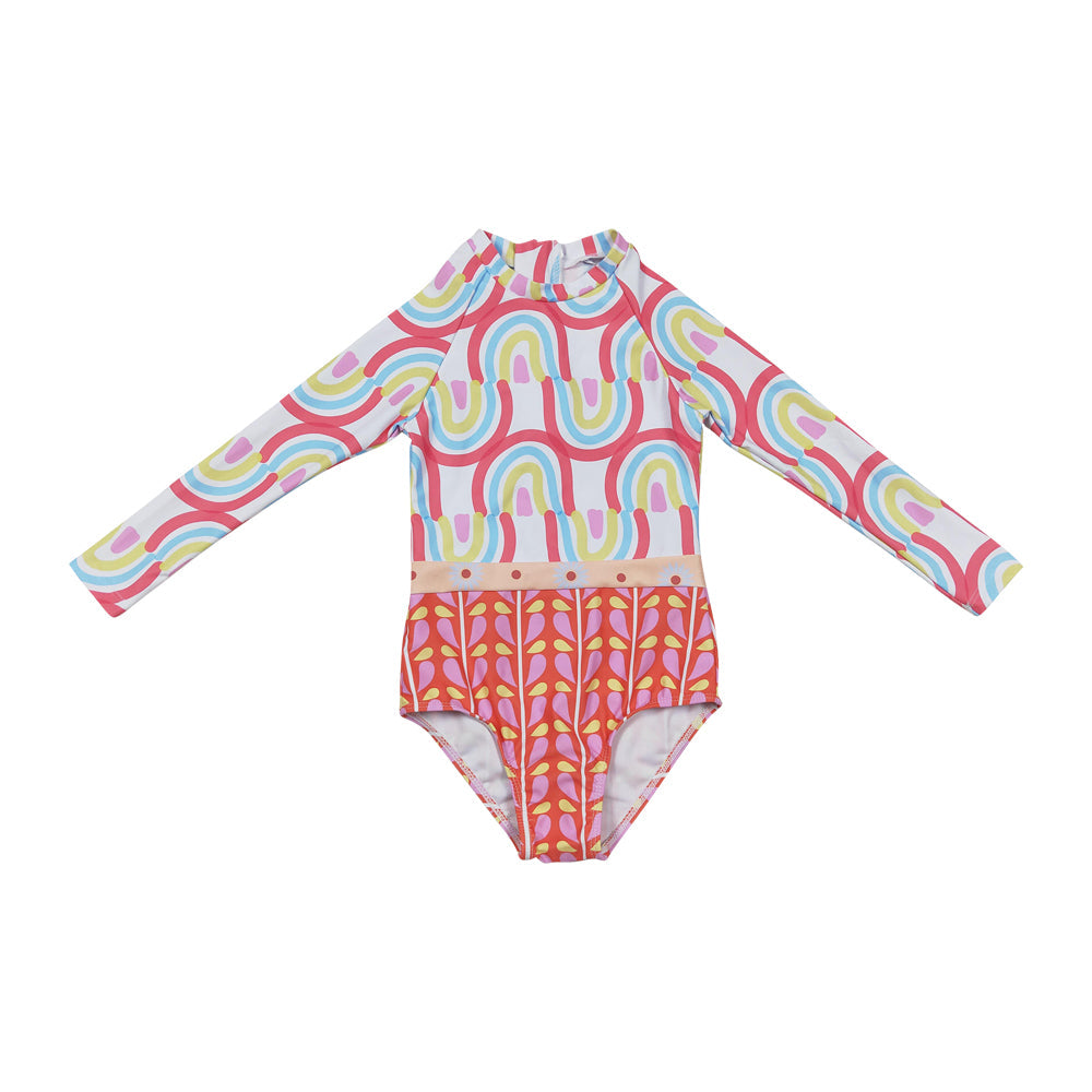 S0116 Baby Girls Swimsuit Long Sleeve Swimsuit Wear Set