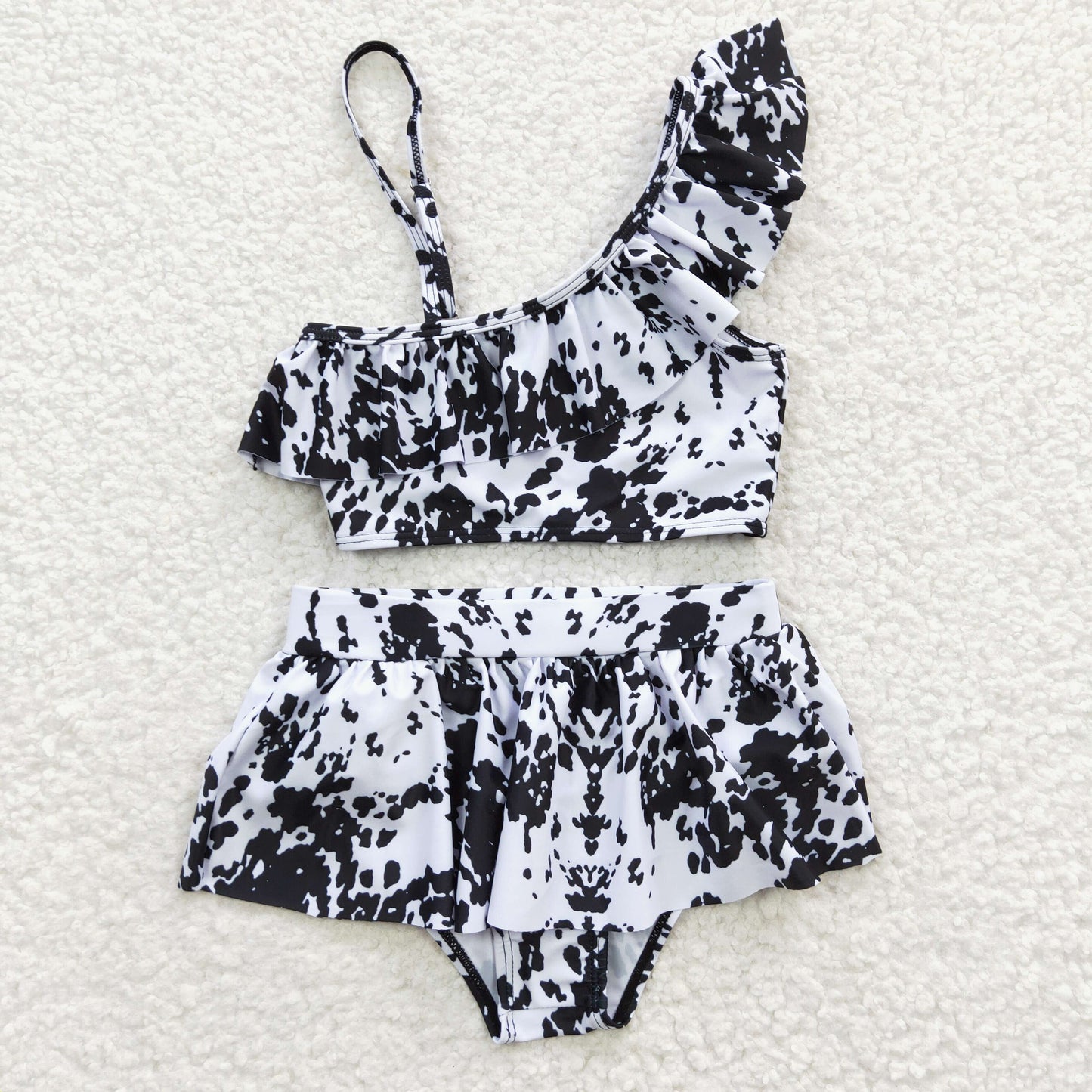 S0123 Summer Girls Cow Print Swimsuit Two Pieces