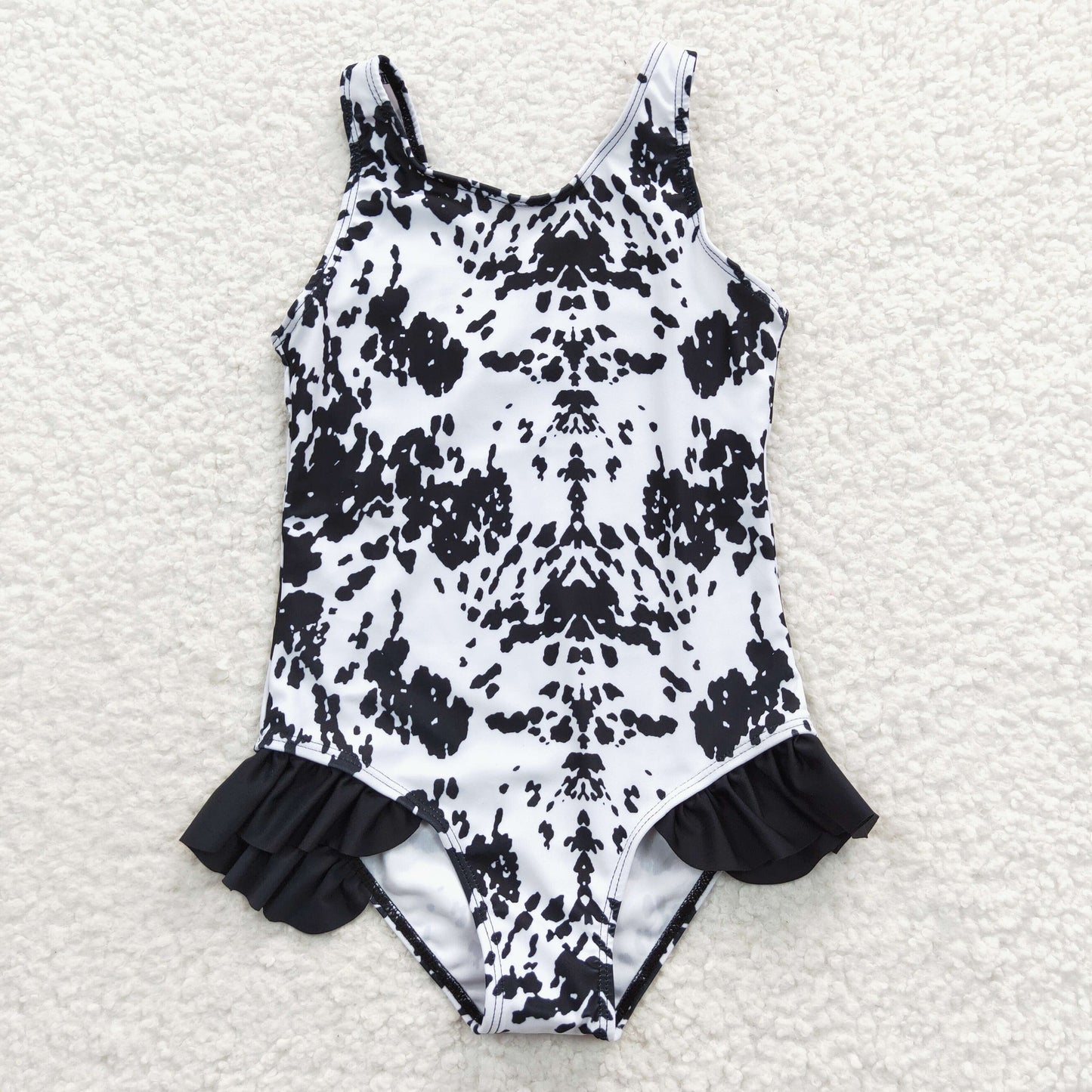 Summer Girls Cow Print One-piece Swimsuit