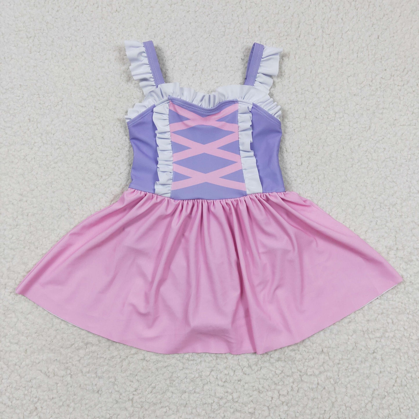 S0133 Baby Girls Purple Princess Swimsuit Summer Swimwear