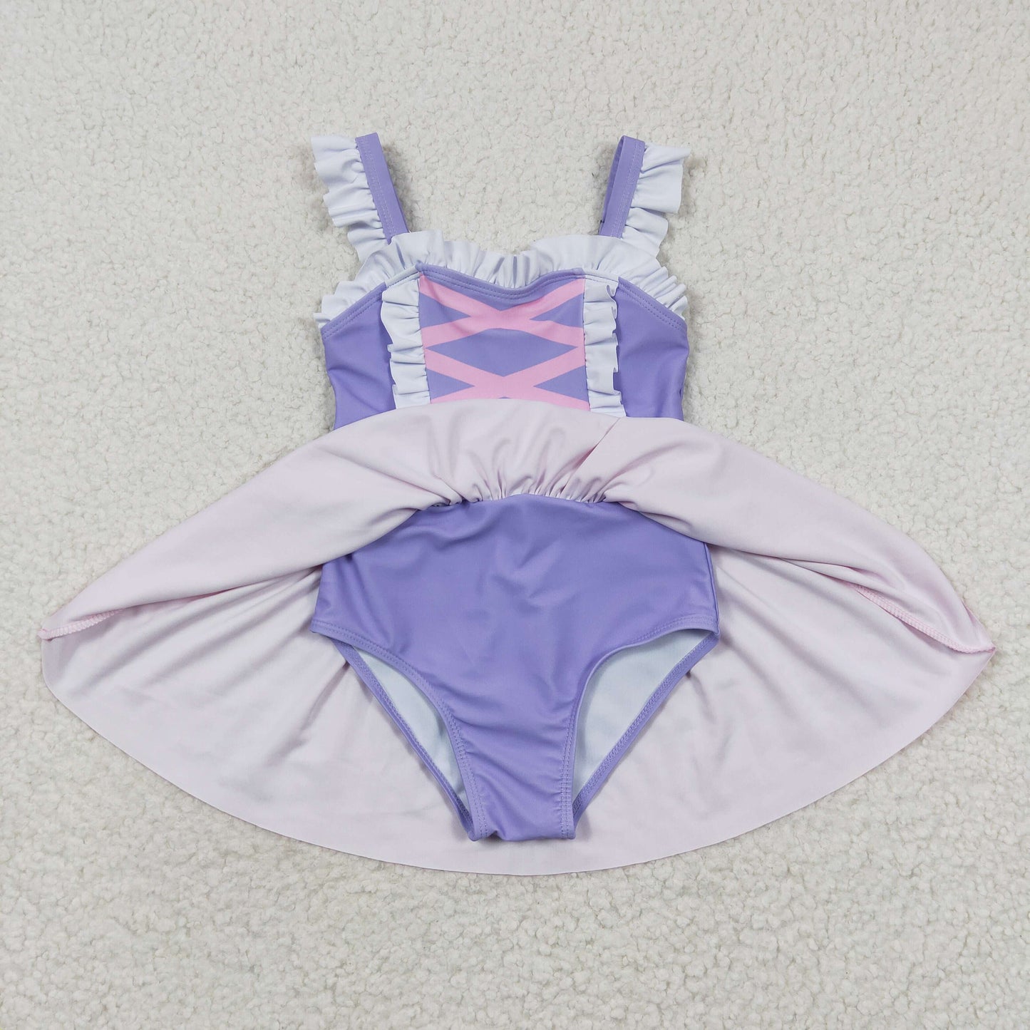 S0133 Baby Girls Purple Princess Swimsuit Summer Swimwear