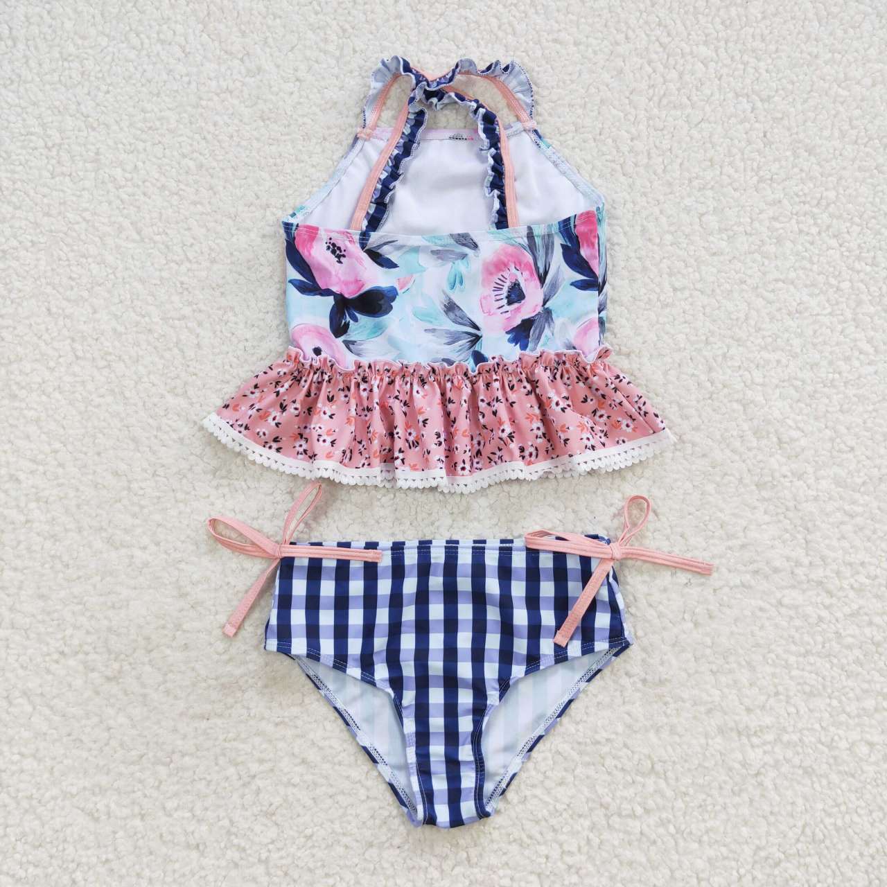 S0158 Kids Girls Flower Two Piece Swimwear