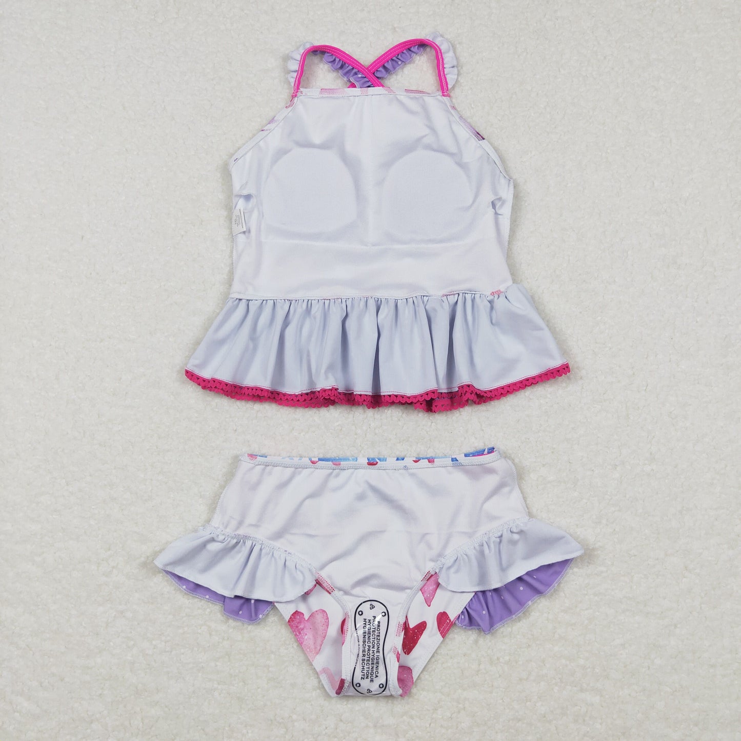 S0163  Baby Girls Heart Print Summer two pieces swimsuits