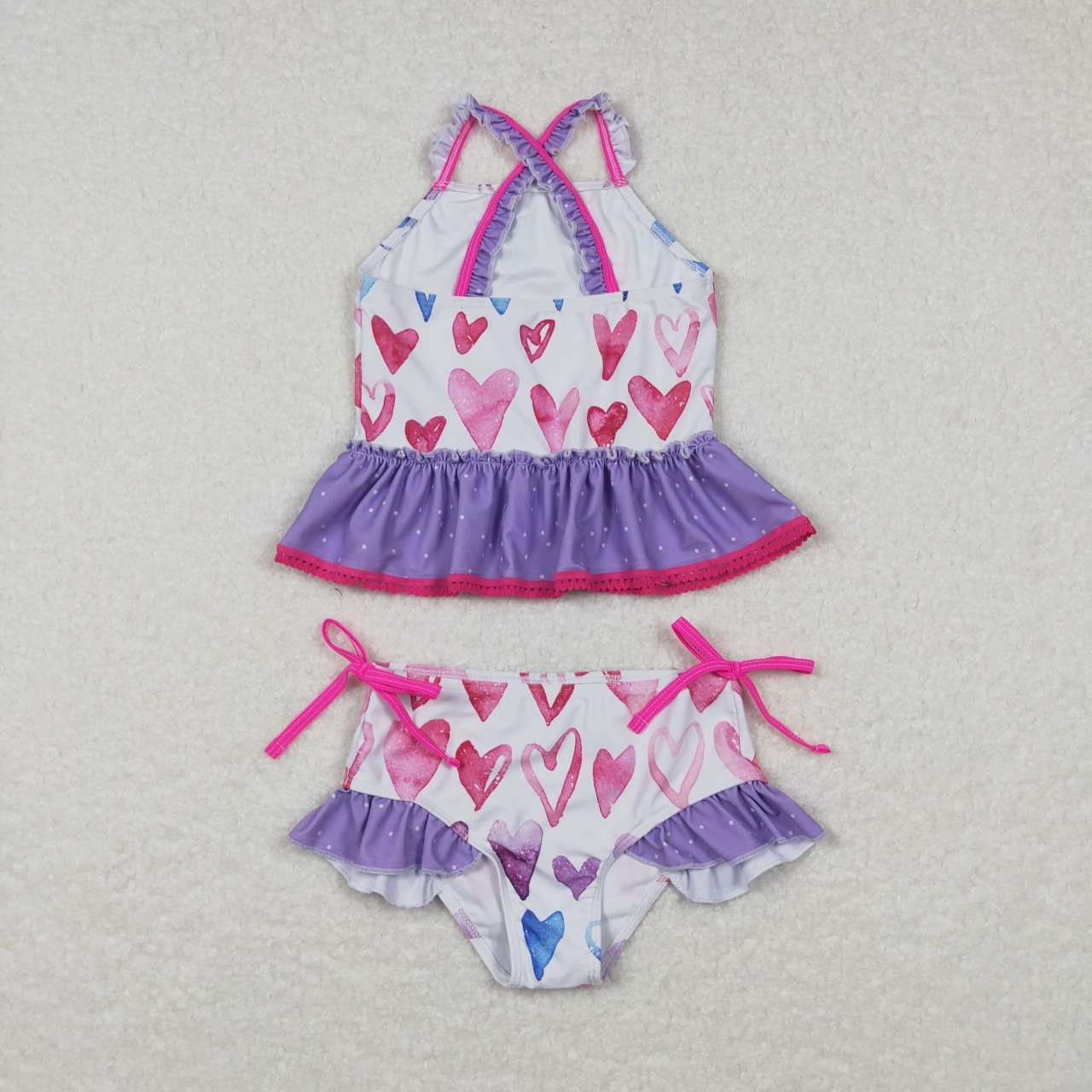 S0163  Baby Girls Heart Print Summer two pieces swimsuits