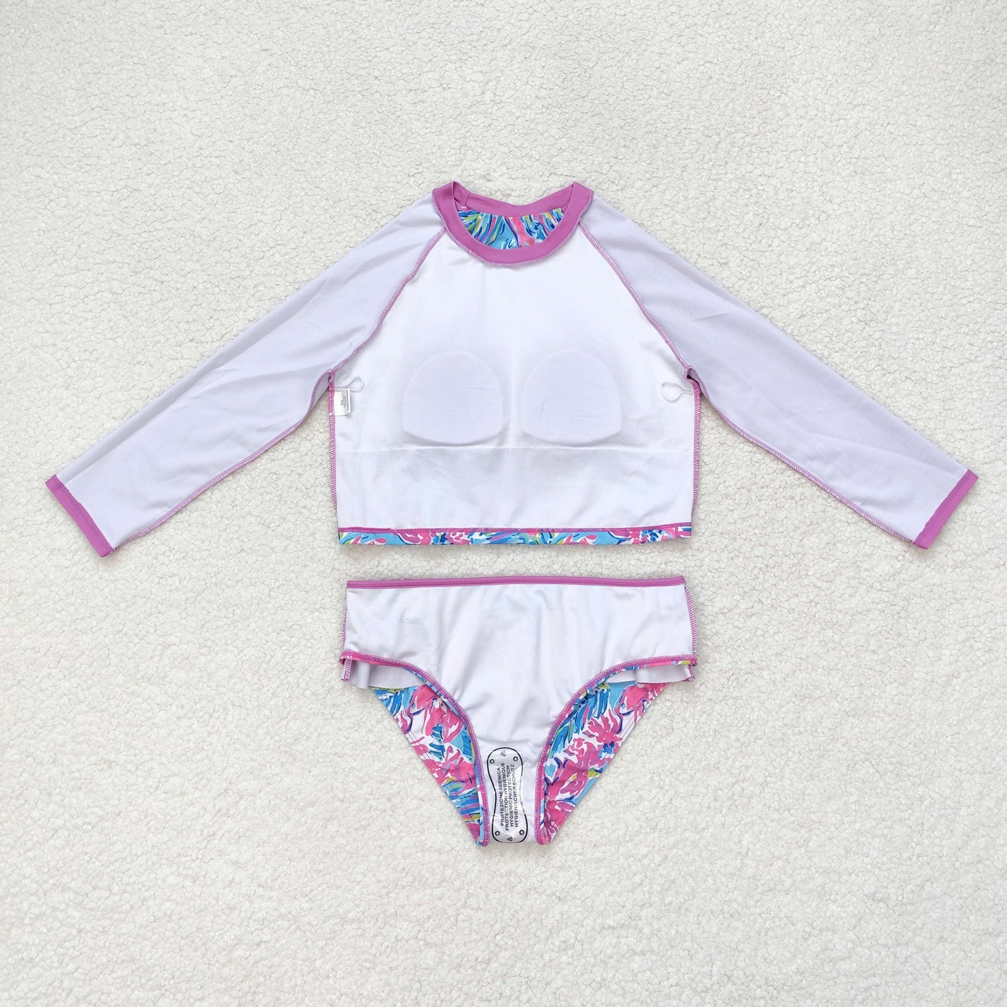 Baby Girls Hot Pink Floral Two Piece Swimwear Swimsuit