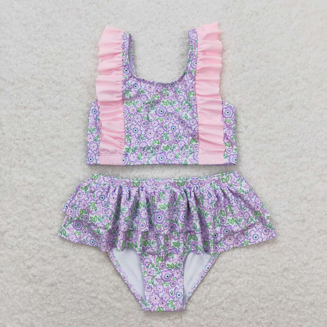 S0332 Baby Girls Rustic Floral  Two piece SwimSuit