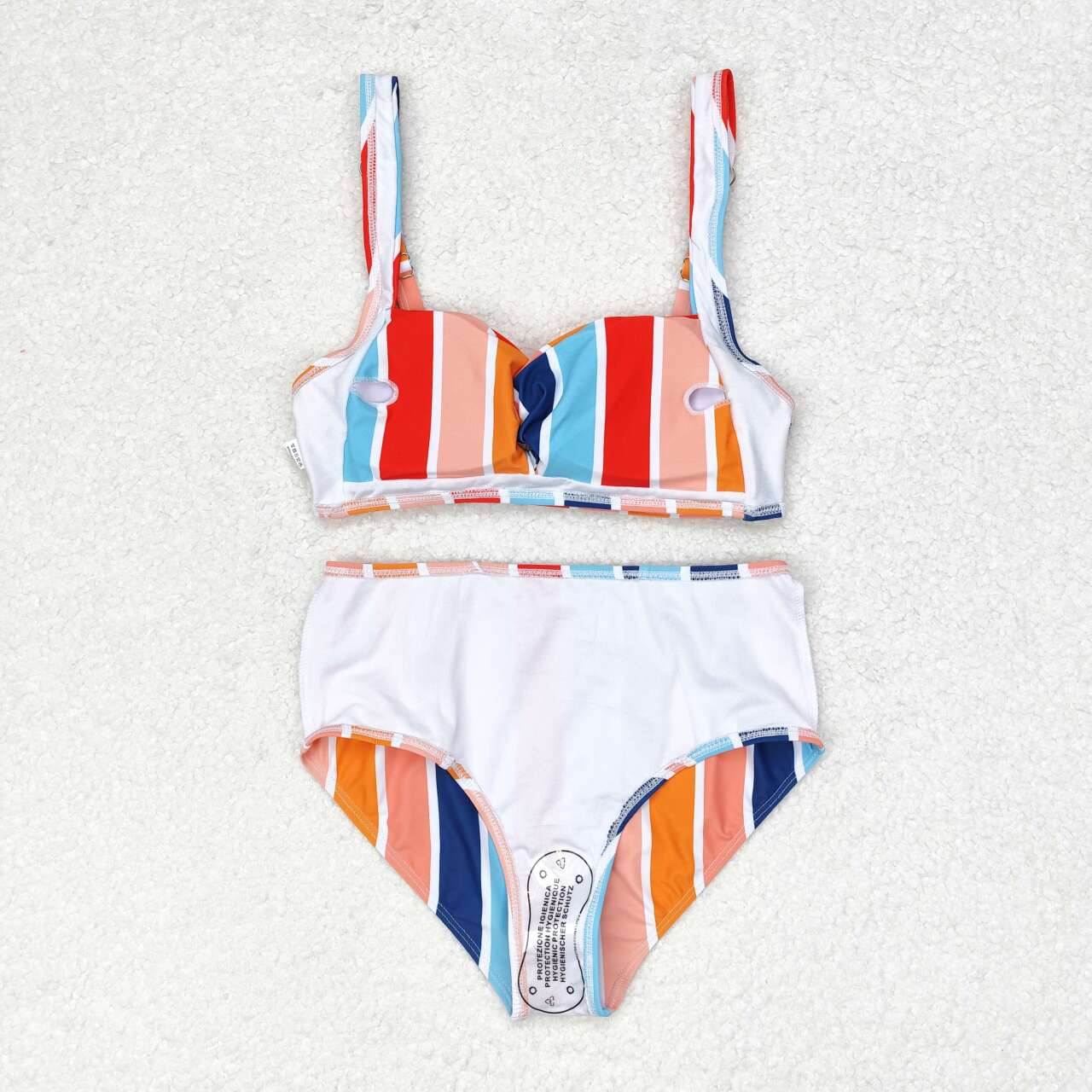 Adult Women Colorful Stripes Top Bottom Swimsuits Sets