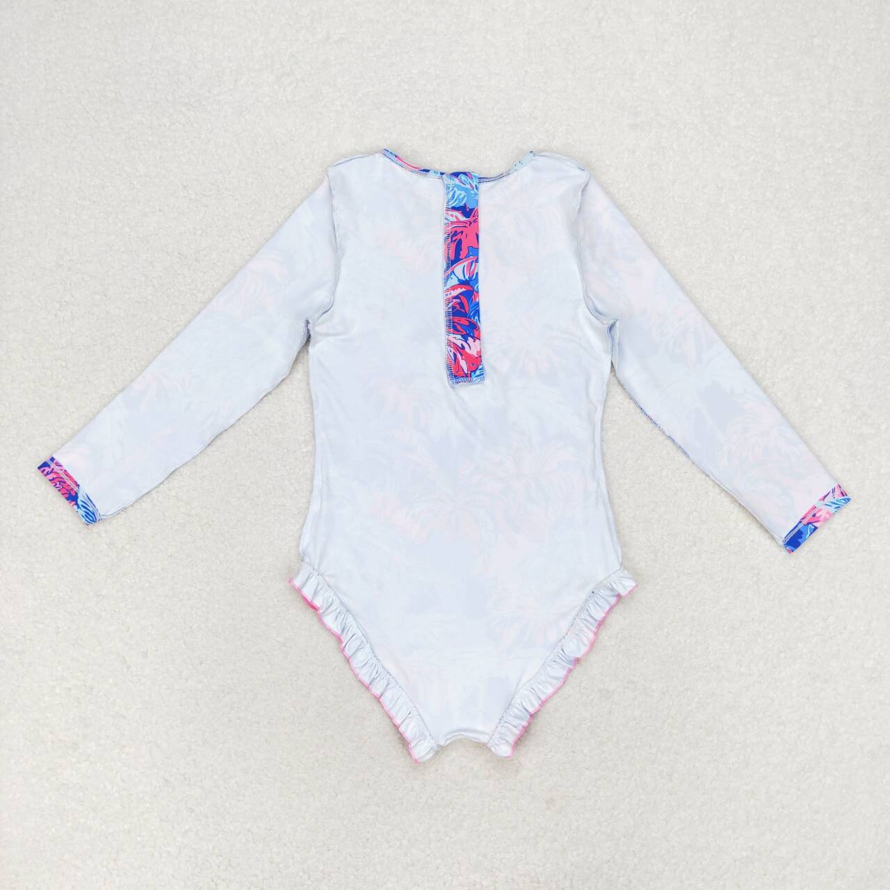 S0377 Baby Girls Sea Trees Long Sleeve One Piece Swimsuits