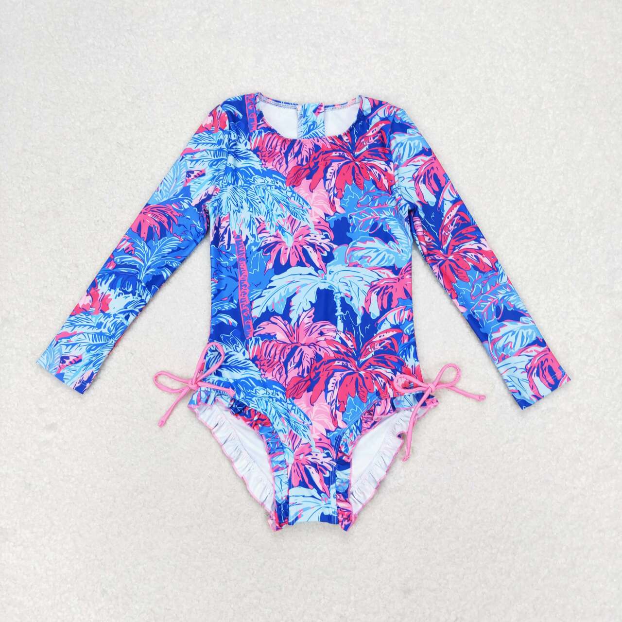 S0377 Baby Girls Sea Trees Long Sleeve One Piece Swimsuits