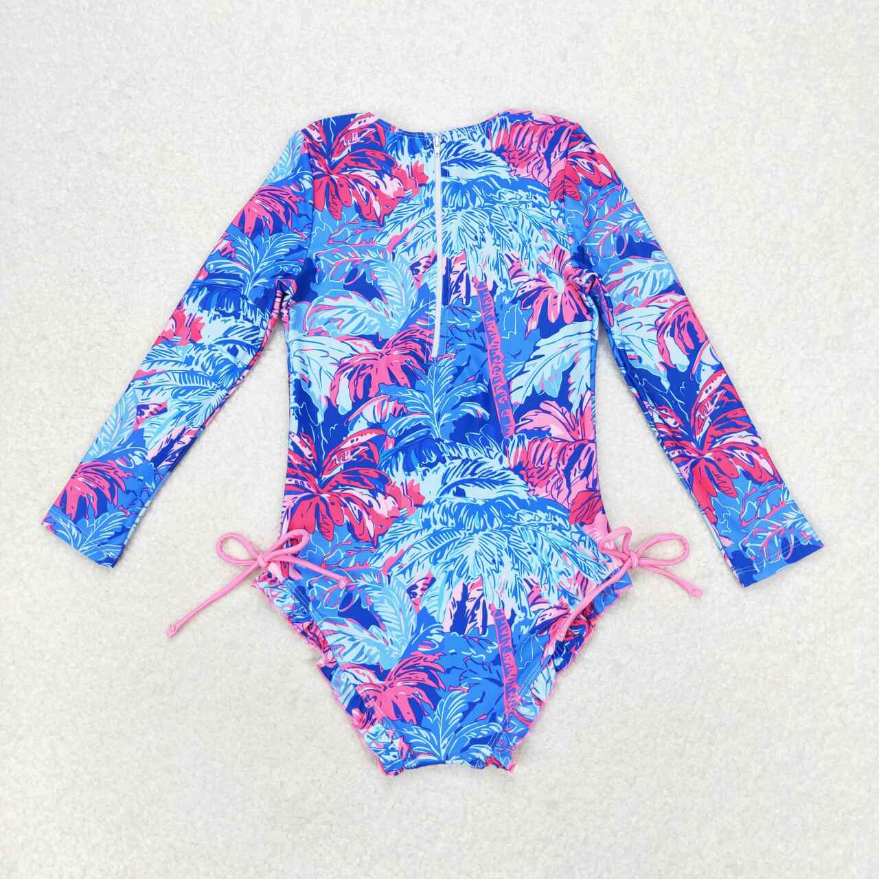 S0377 Baby Girls Sea Trees Long Sleeve One Piece Swimsuits