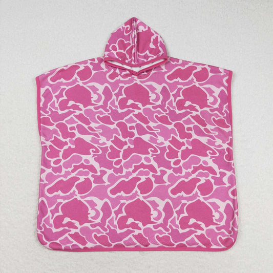 S0438 Baby Kids Pink Camo Terry Swim Towel Cover Ups