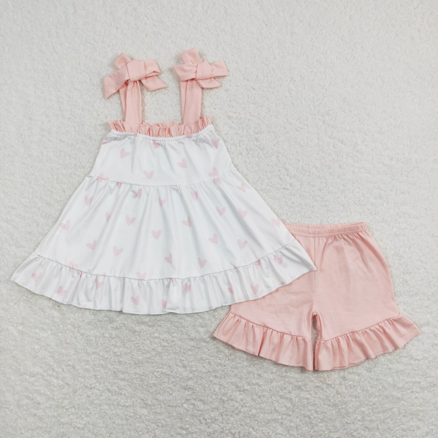 Baby Sibling Pink Blue Heart  Outfit dress and Romper