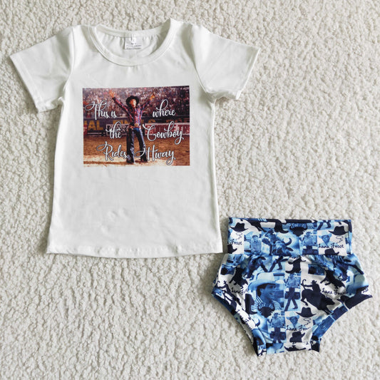 Summer Girls Cowboy Bummie Set