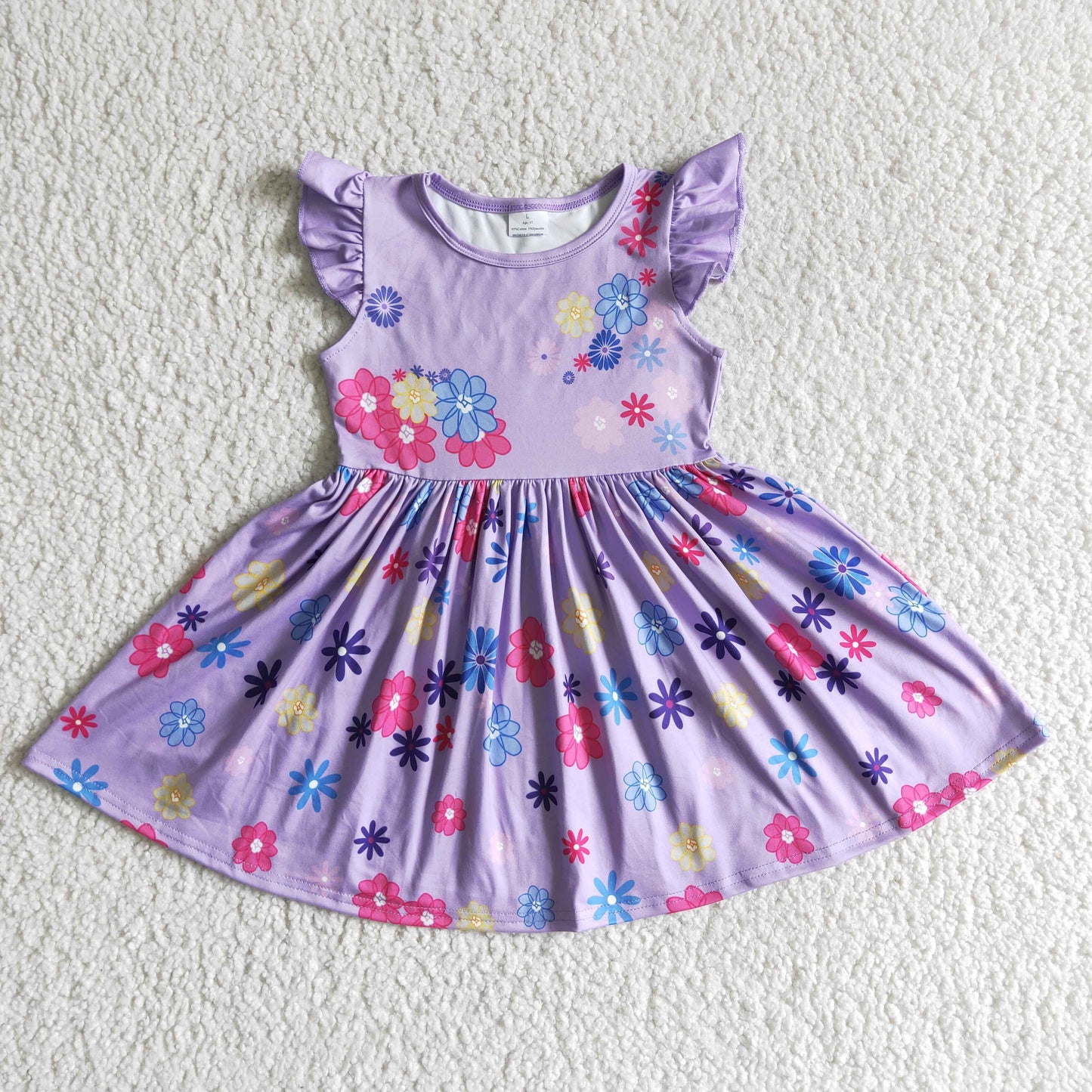 Summer Girls Boutique Cartoon Purple Floral Dress