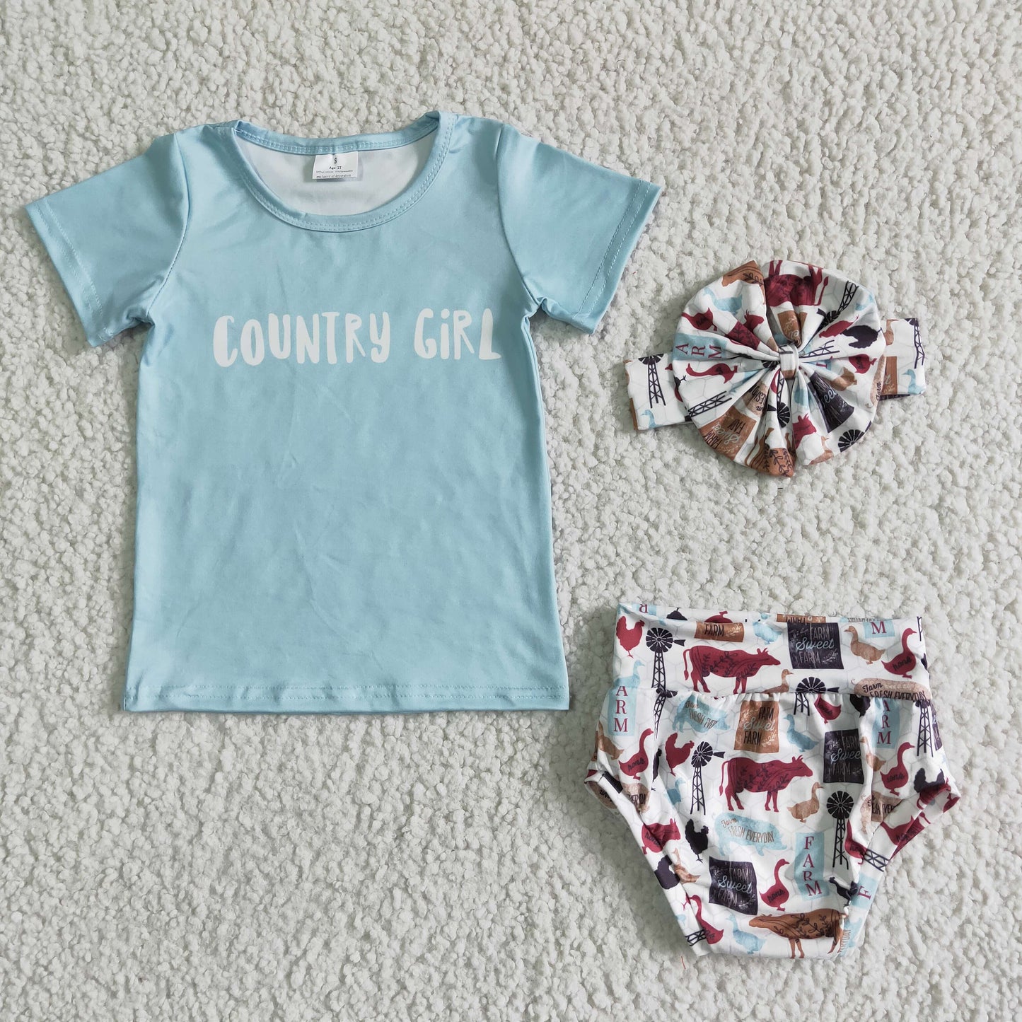 Summer County Girl Bummies Set+Headband