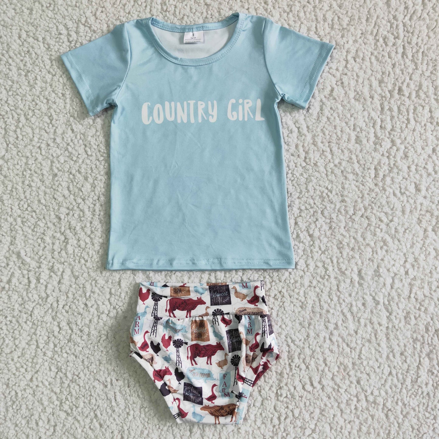 Summer County Girl Bummies Set+Headband