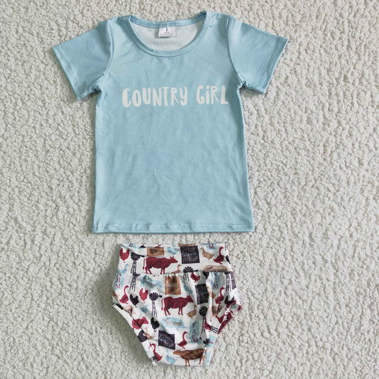 Summer County Girl Bummies Set+Headband