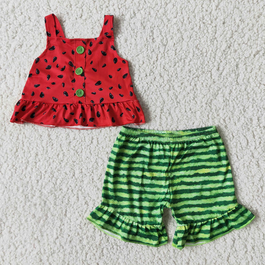 Kids Girls Summer Watermelon Outfit