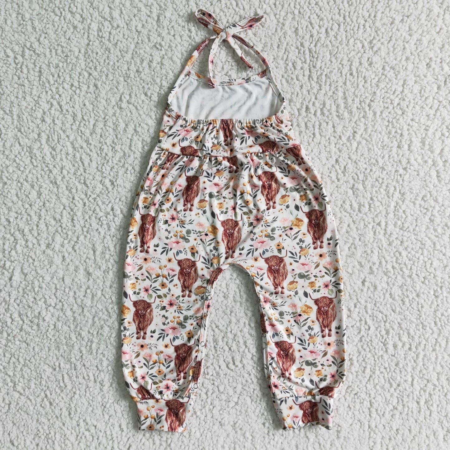 SR0042 Baby Highland Cow Floral Jumpsuit