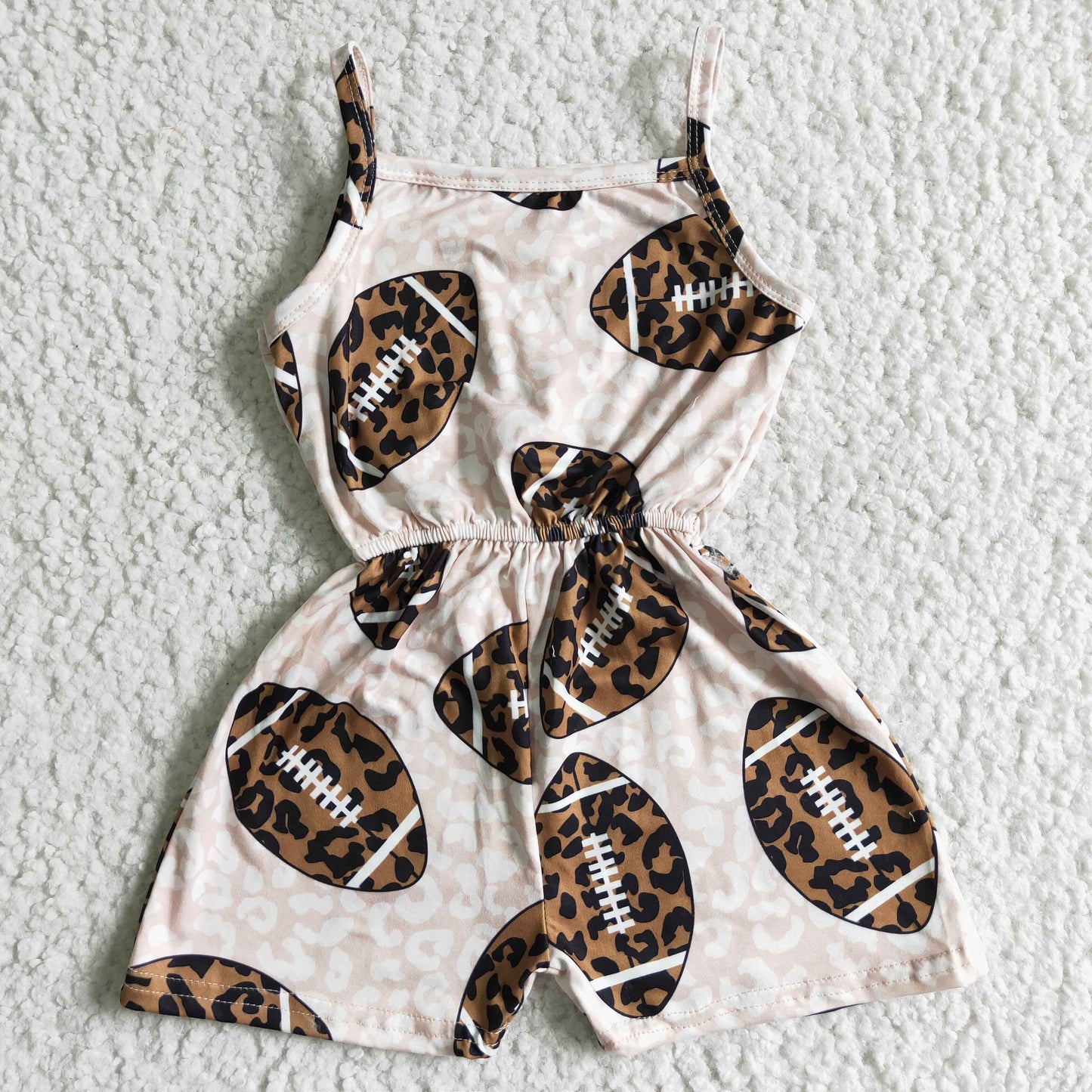 SR0060  Kids Girls Football Leopard Jumpsuit