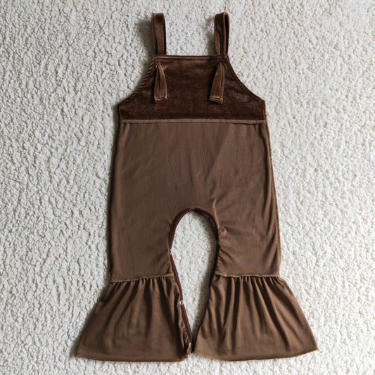 SR0090 Kids Girls Velvet Jumpsuit