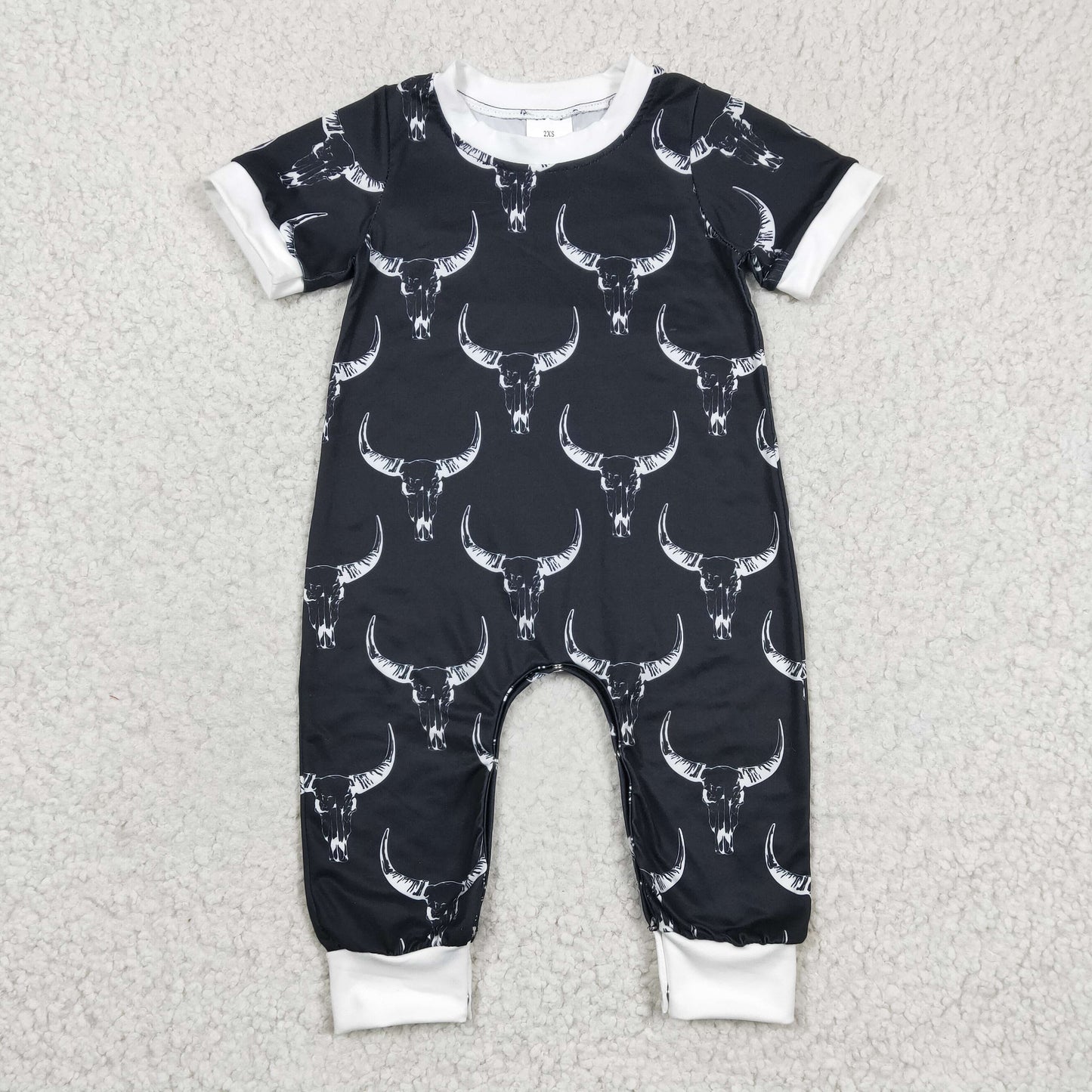 Newborn Baby Boys Western Cow Short Sleeve Romper