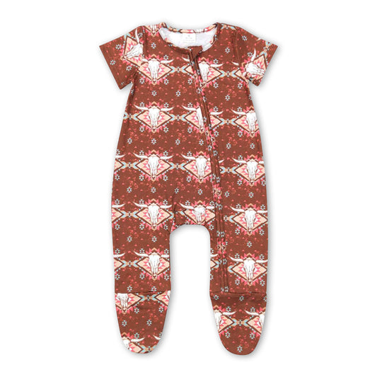 SR0199 Baby Boys Aztec Short Sleeve Footed Romper On Sale