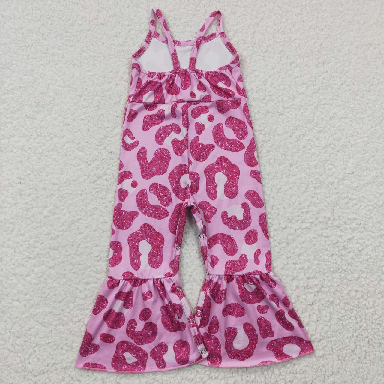 SR0216 Kids Girls Pink Leopard Jumpsuit