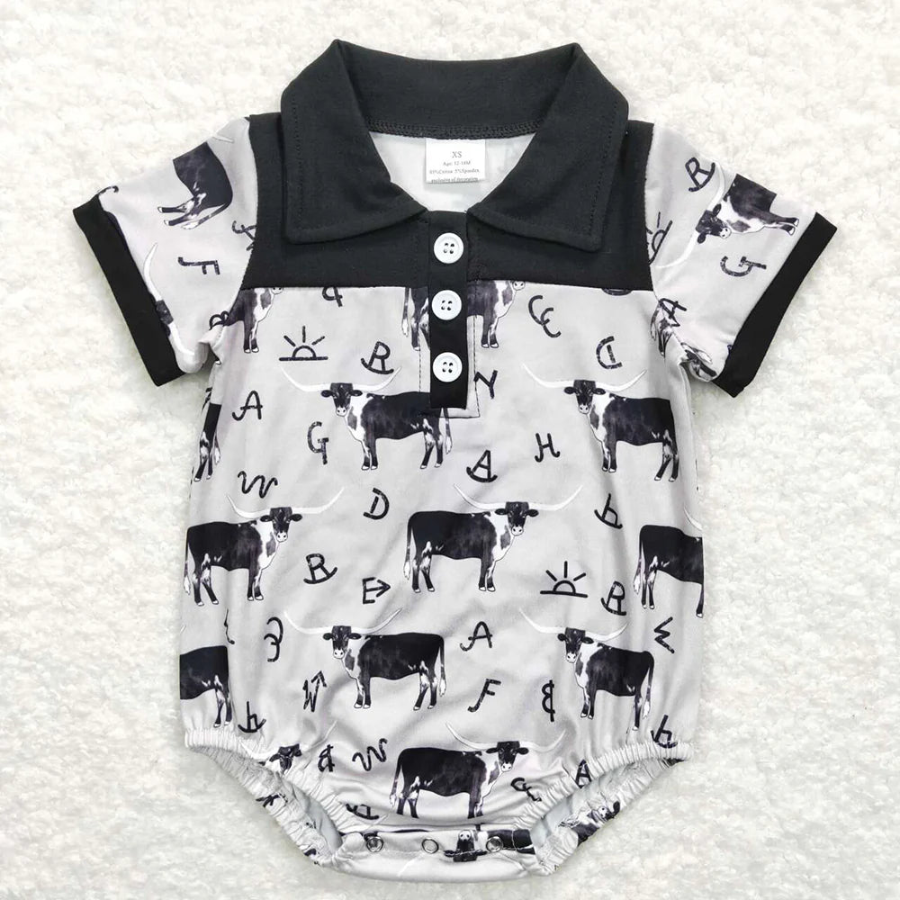 Sibling Baby Boys Western Buttons Short Sleeve Shirt Rompers