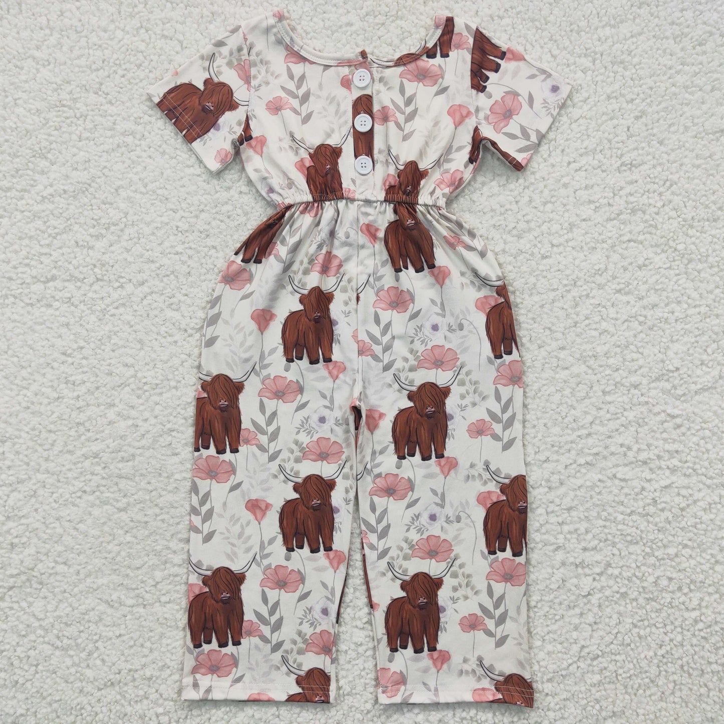 SR0227 Girls Highland Cow Jumpsuit