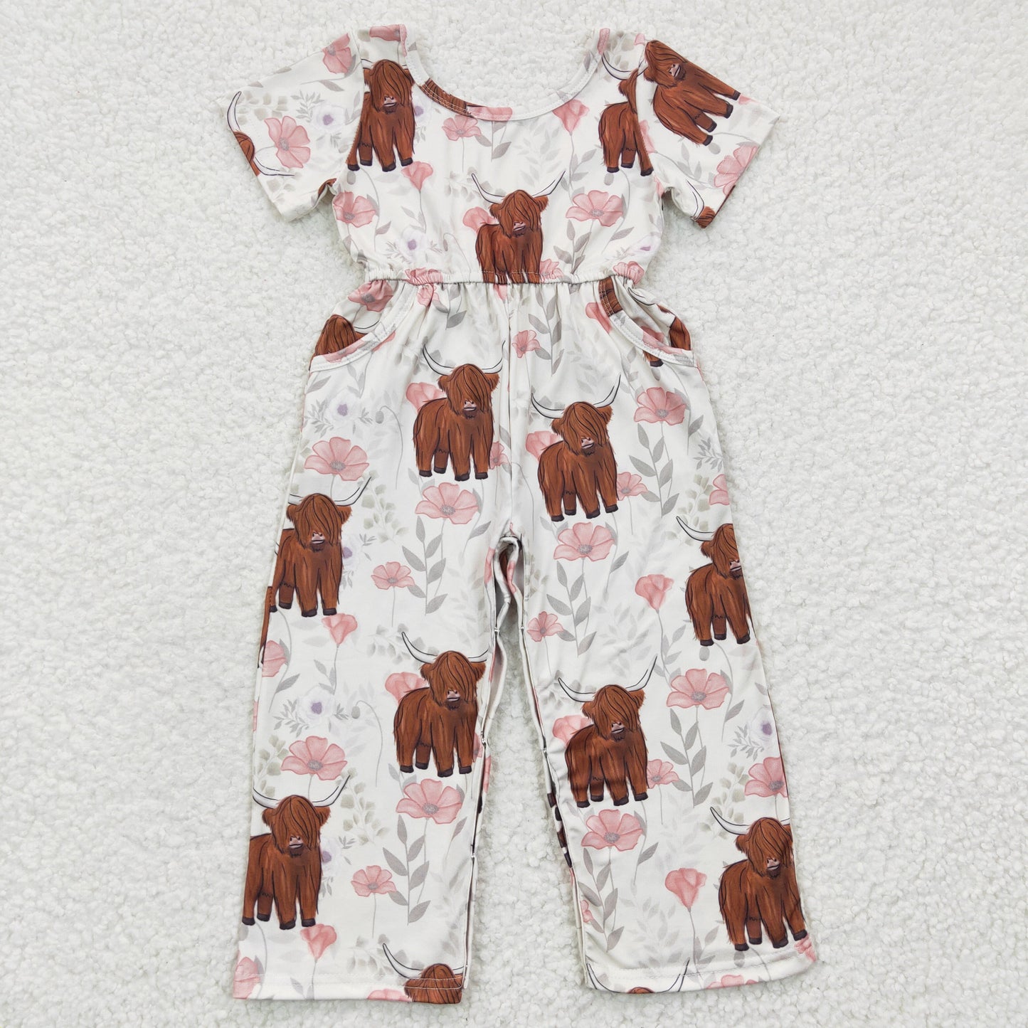 SR0227 Girls Highland Cow Jumpsuit