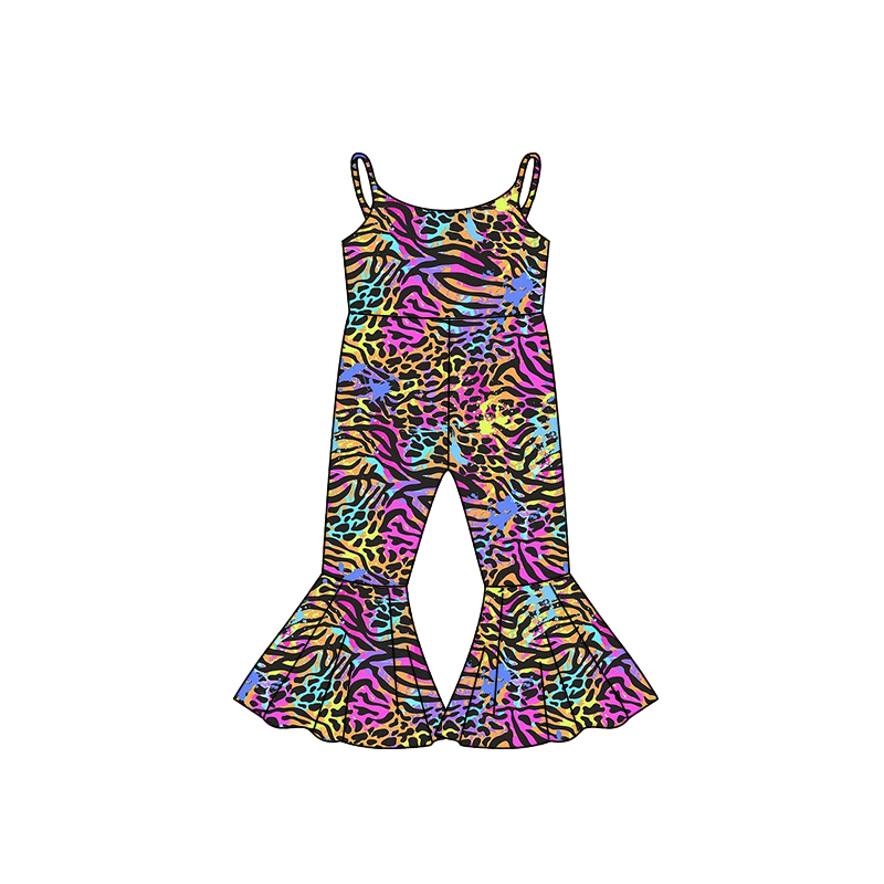 SR0232 Girls Fashion Colorful Leopard Jumpsuit