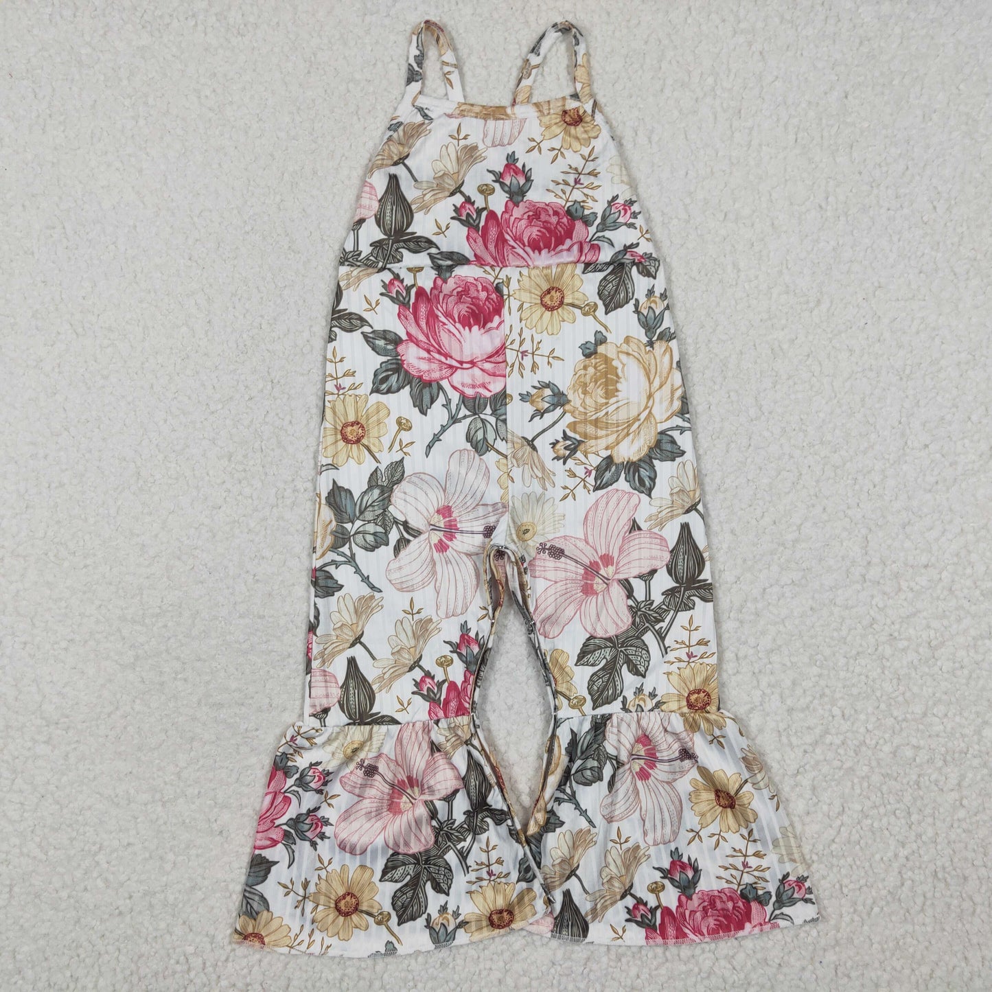 Summer Girls Flower Print Suspender Jumpsuit