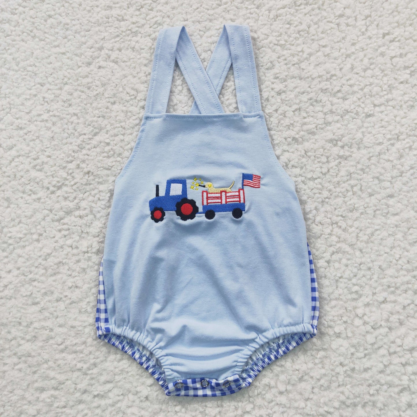 Sibling Toddler Embroidery Truck Dog Clothing 4th of July