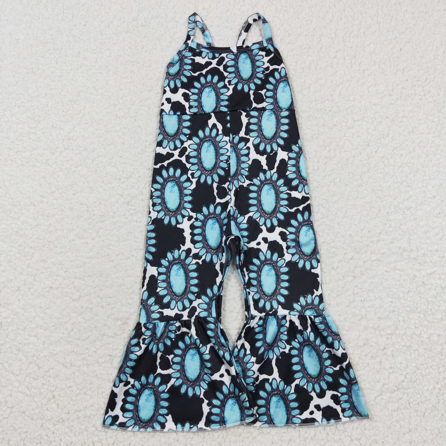 SR0369 Girls Turquoise Summer Jumpsuit