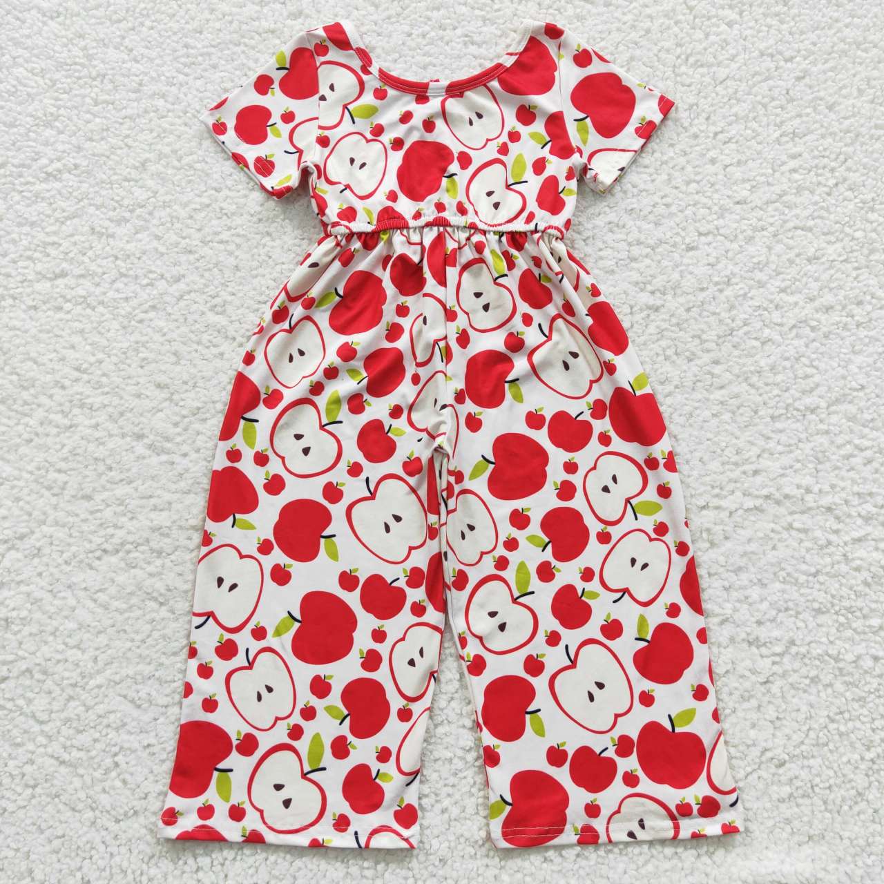 SR0393 Girls Back to School Apple Jumpsuit