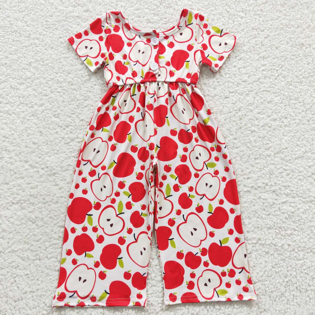 SR0393 Girls Back to School Apple Jumpsuit