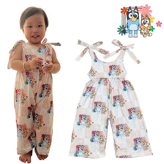 SR0435 Baby Girls Cute Cartoon Dog Jumpsuit