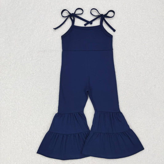 Kids Girls Navy Cotton Jumpsuit
