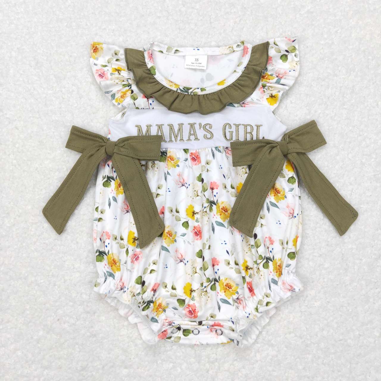 Sage Floral Mama's Girl Sibling Dress Romper