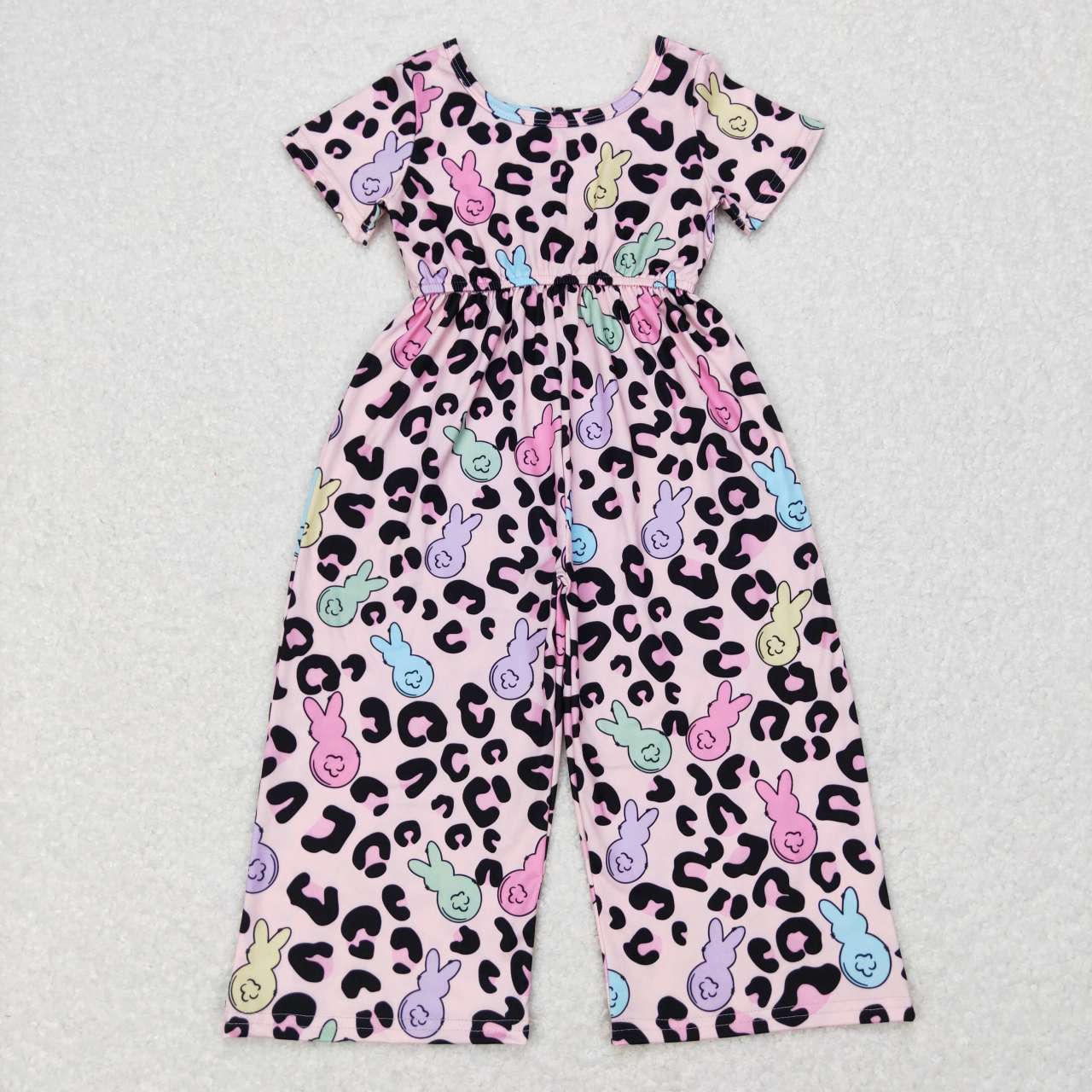 Easter Girls Leopard Bunny Jumpsuit