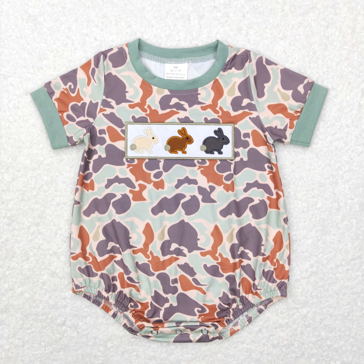 Baby Boys Short Sleeve Easter Camo Rabbits Rompers