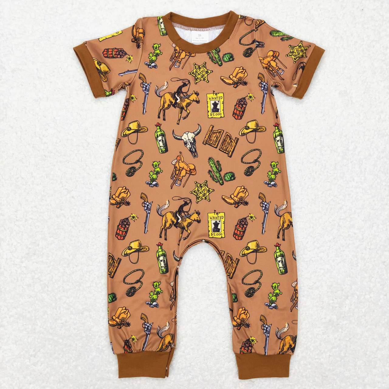 Newborn Baby Boys Western Rodeo Short Sleeve Romper