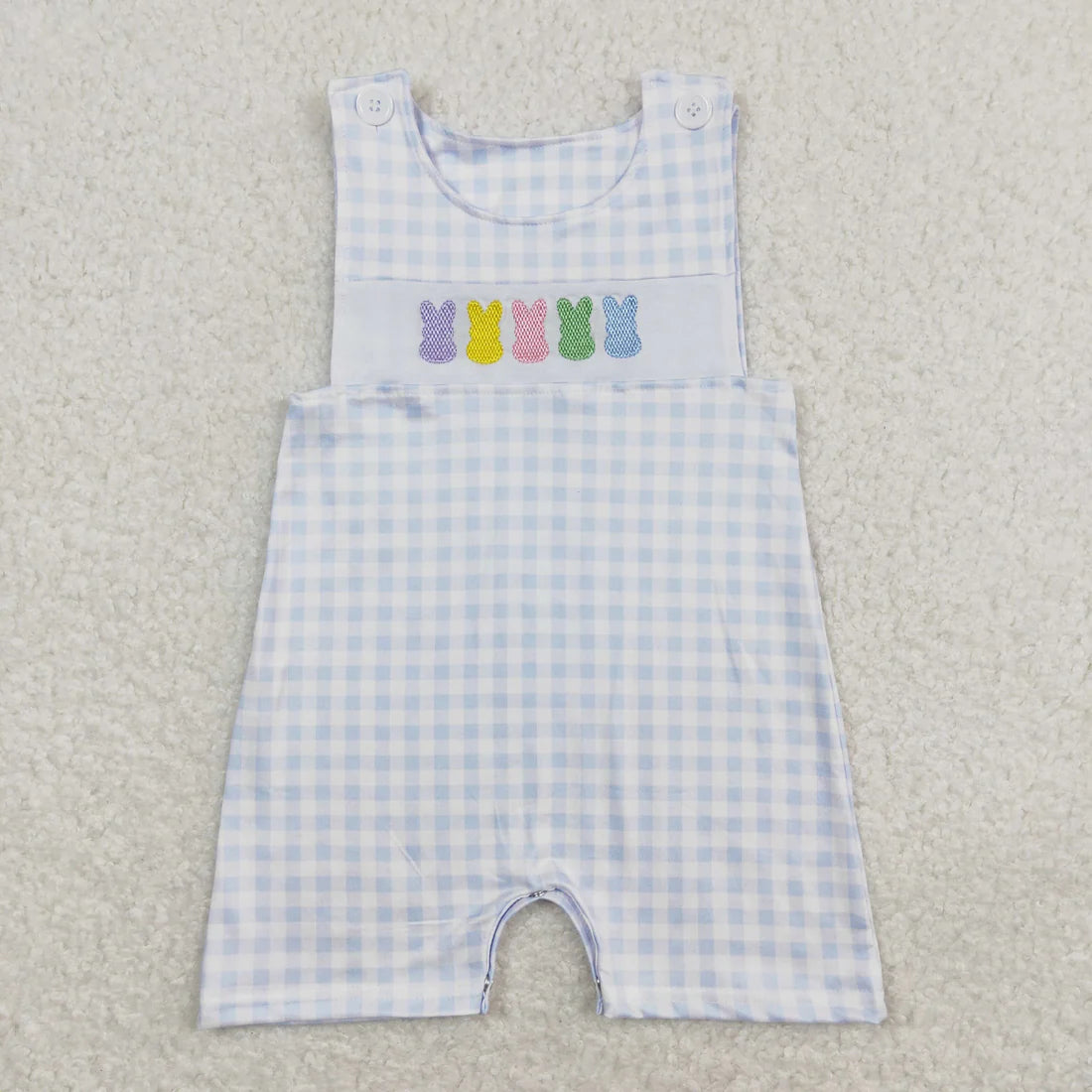 Sibling Baby Infants Easter Colorful Bunny Short Sleeve Rompers