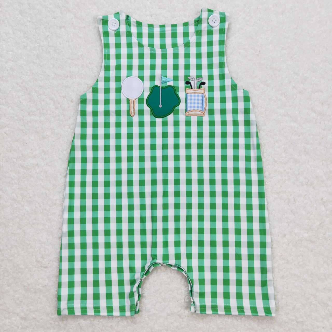 Summer Sibling Baby Embroidery Golf Romper