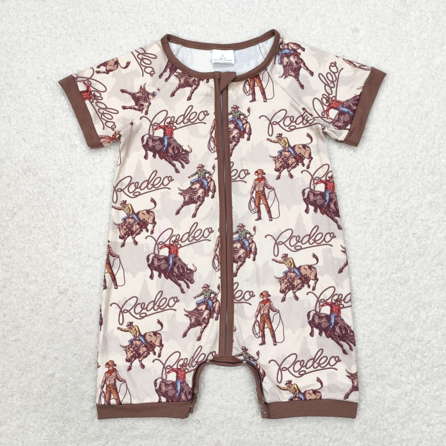 Baby Boys Sibling Western Short Sleeve Zip Romper