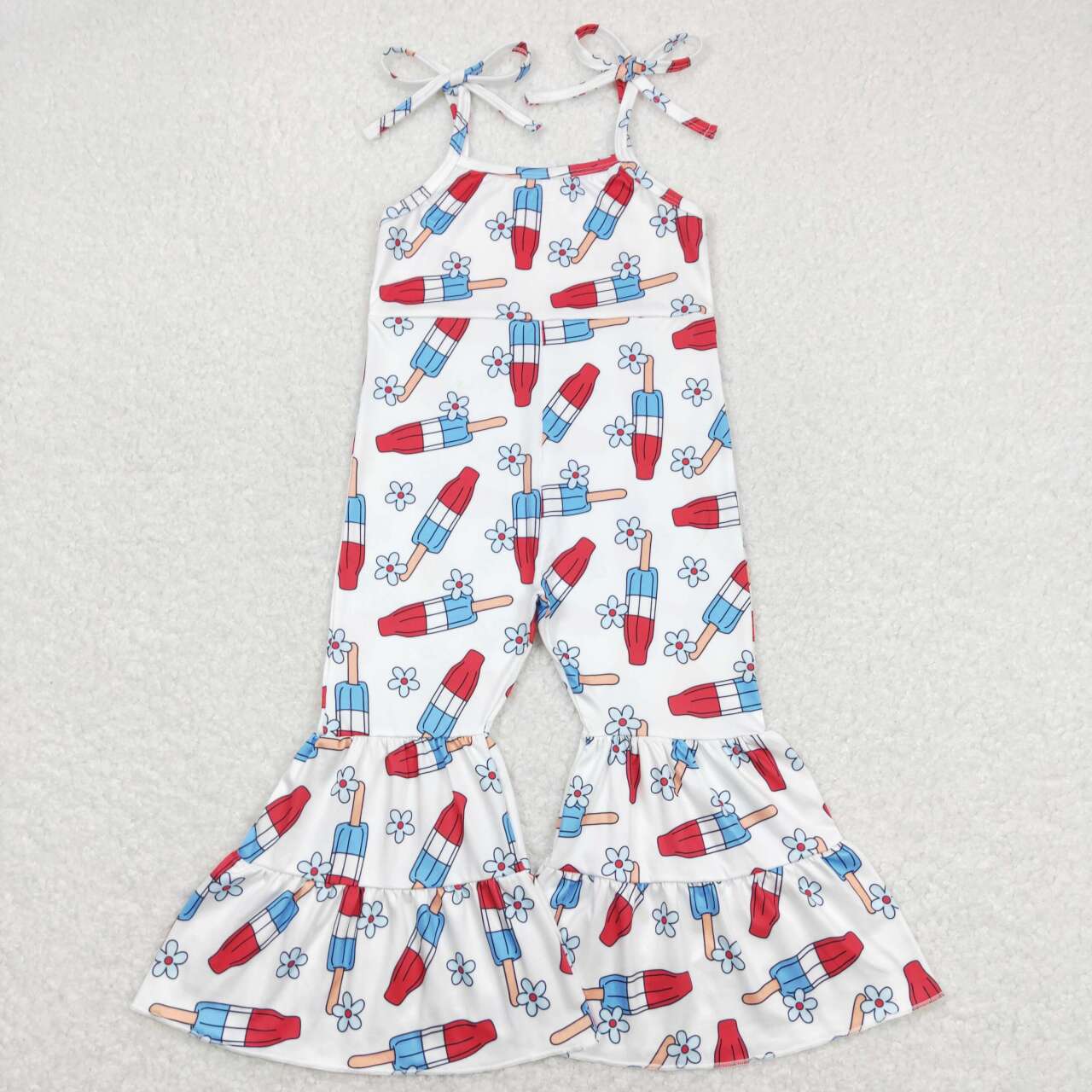 Sibling Toddler Girls  4th of July Popsicle  Jumpsuit